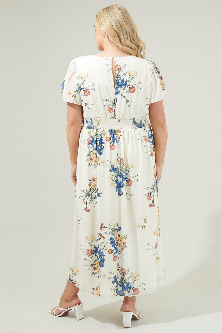 Jacinta Floral Slit Midi Dress Curve