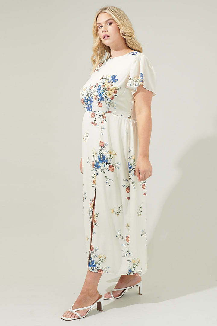 Jacinta Floral Slit Midi Dress Curve