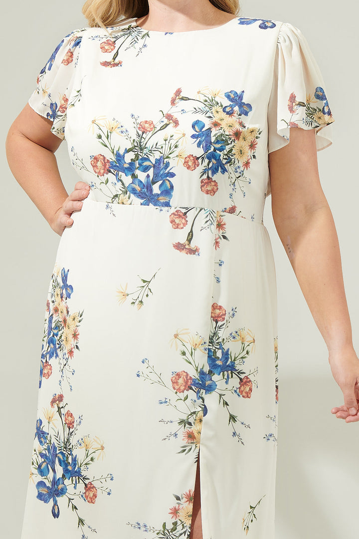 Jacinta Floral Slit Midi Dress Curve