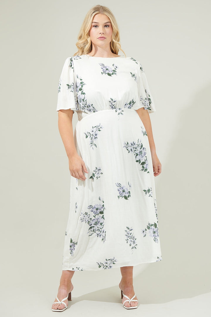 Porto Floral Smocked Midi Dress Curve