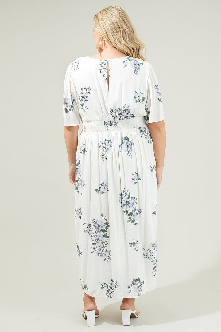 Porto Floral Smocked Midi Dress Curve