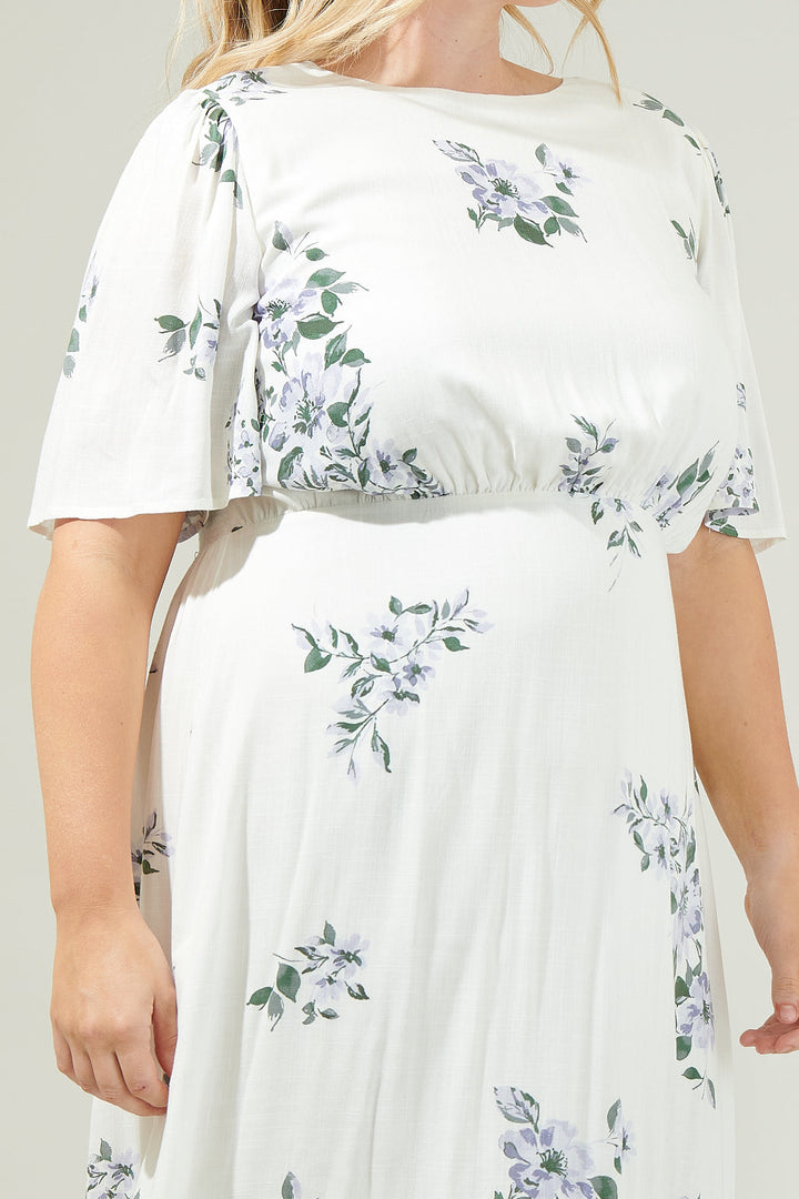 Porto Floral Smocked Midi Dress Curve
