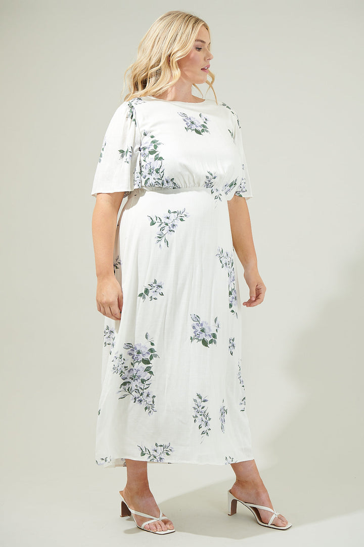 Porto Floral Smocked Midi Dress Curve