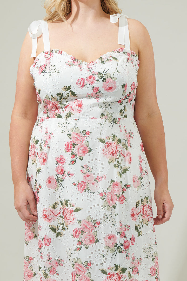Villa Garden Eyelet Midi Dress Curve