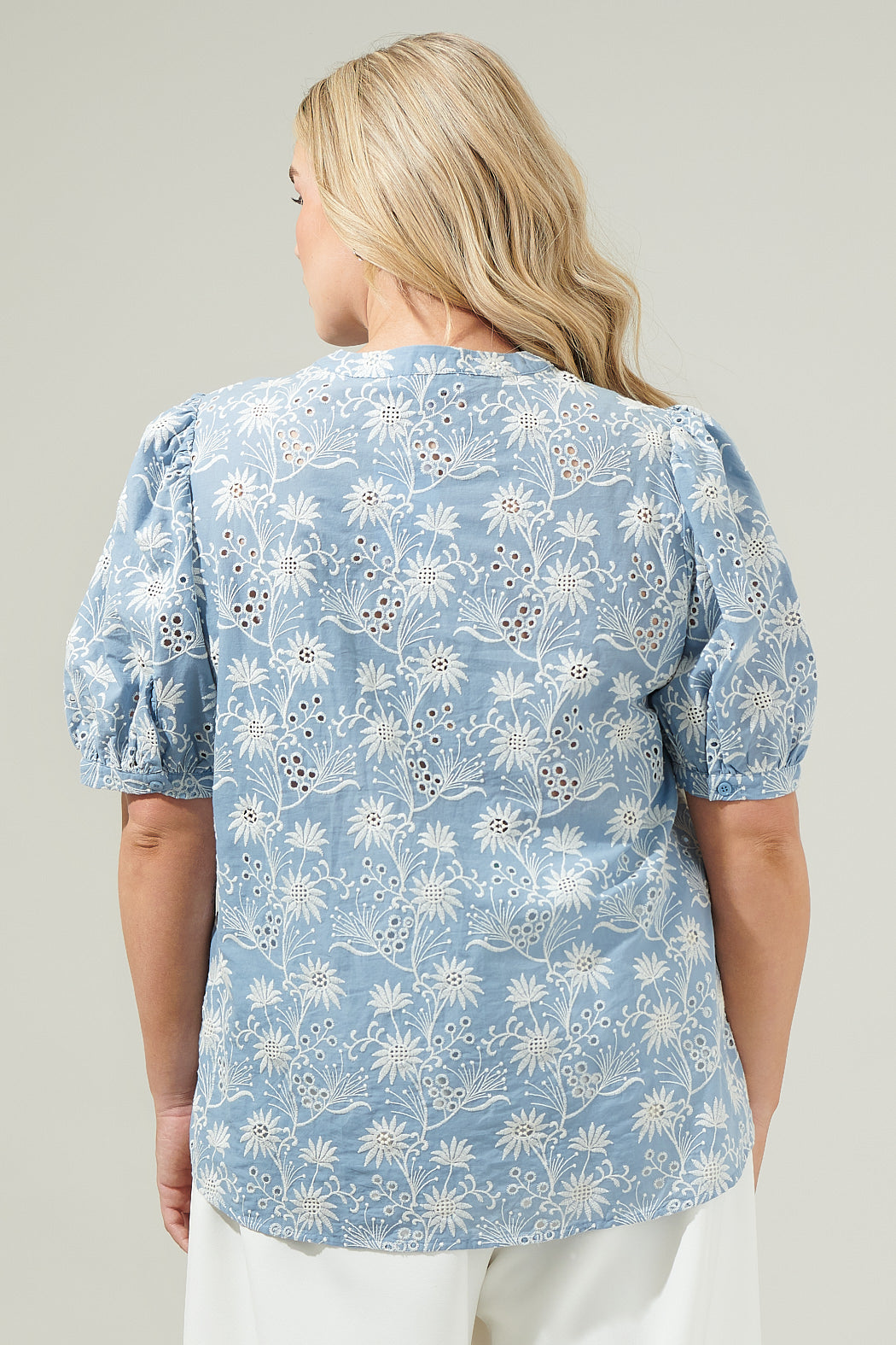 Moonflower Eyelet Button Down Blouse Curve