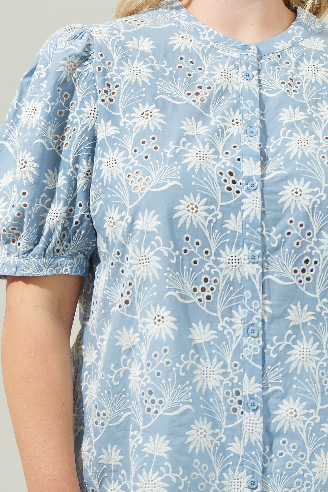 Moonflower Eyelet Button Down Blouse Curve