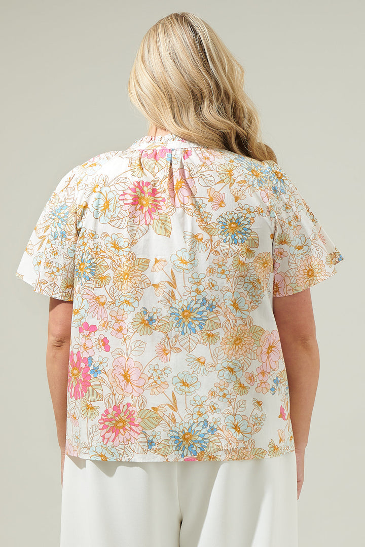 Day Lily Floral Ruffle Blouse Curve