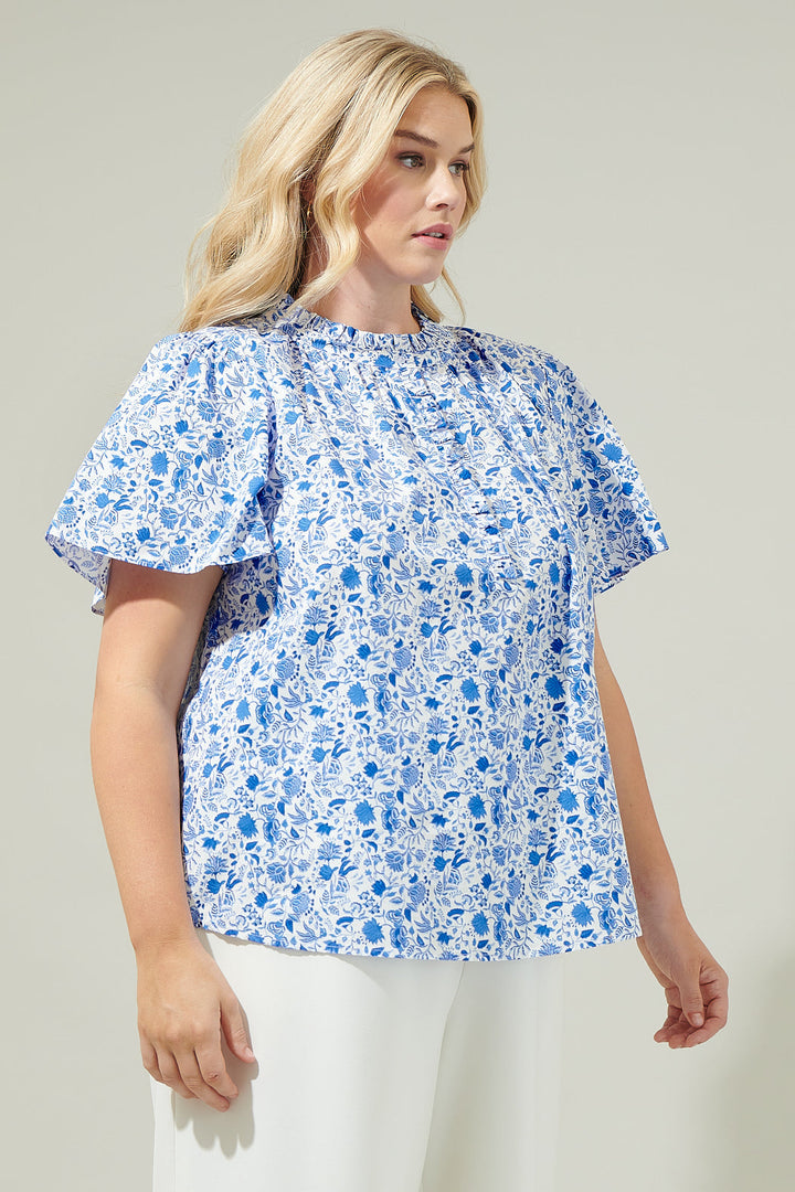 Luray Floral Lily Floral Ruffle Blouse Curve