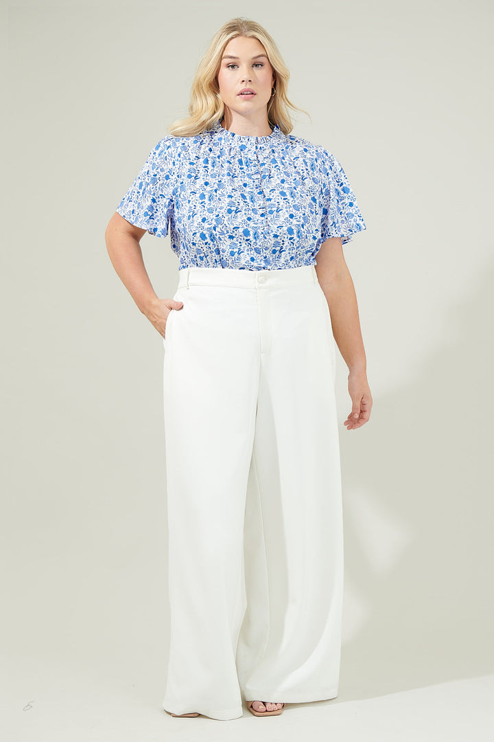 Luray Floral Lily Floral Ruffle Blouse Curve