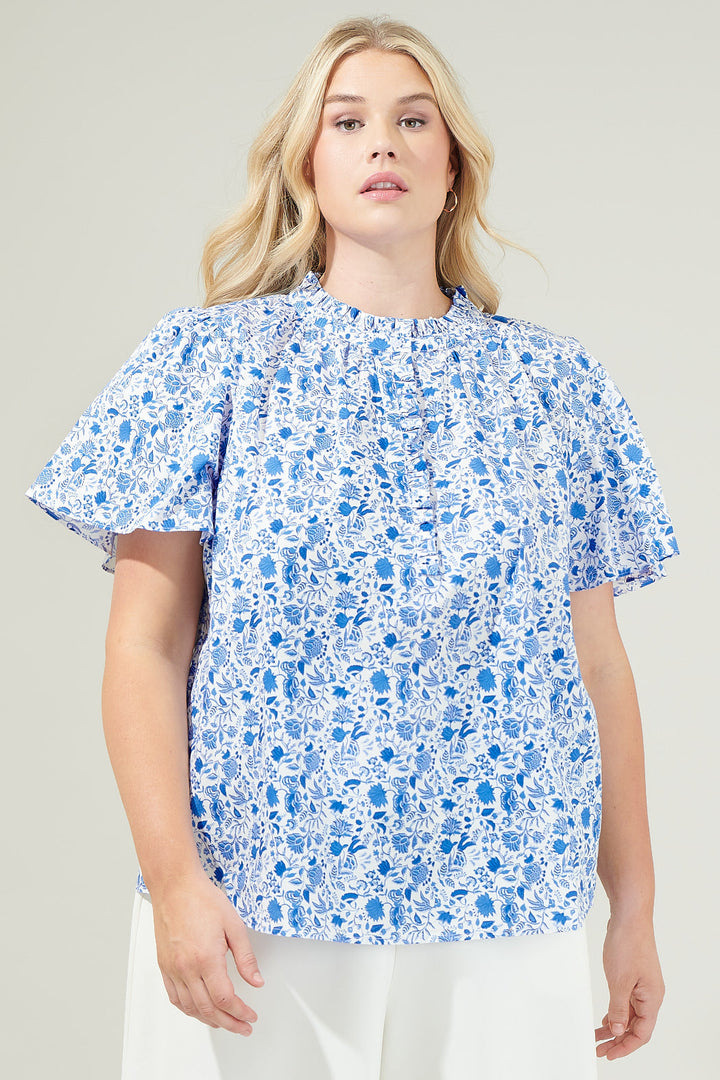 Luray Floral Lily Floral Ruffle Blouse Curve