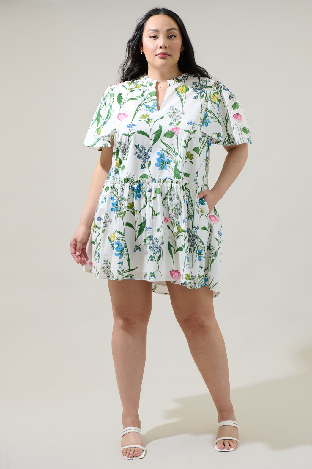Clove Garden Floral Rock A By Trapeze Mini Dress Curve
