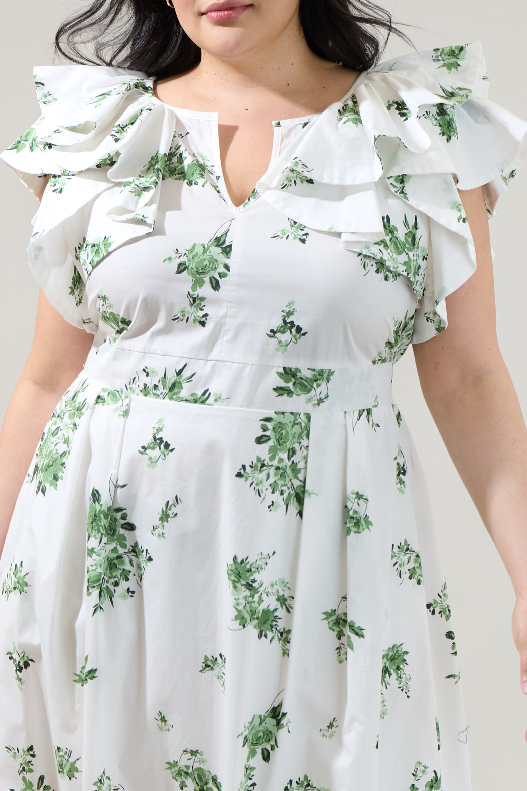 Ria Floral Santana Tie Back Midi Dress Curve