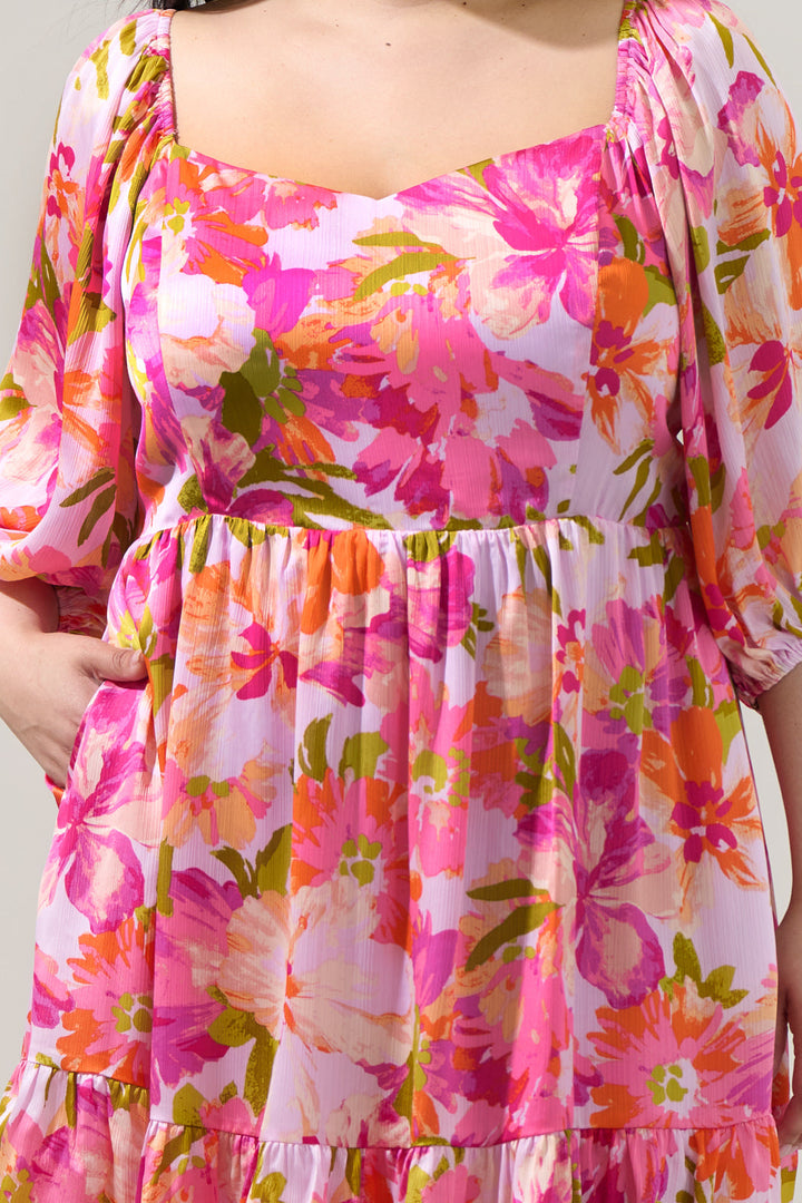 Abigal Floral Evy Sweetheart Mini Dress Curve