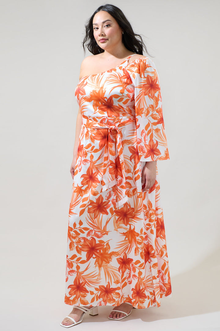 Nerola Floral One Shoulder Maxi Dress Curve