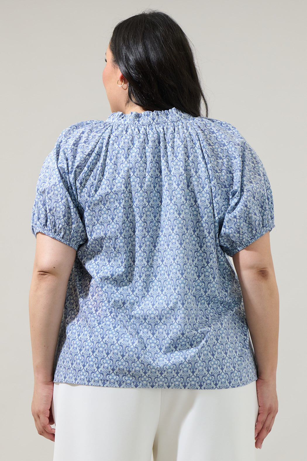 Lena Floral Split Neck Top Curve