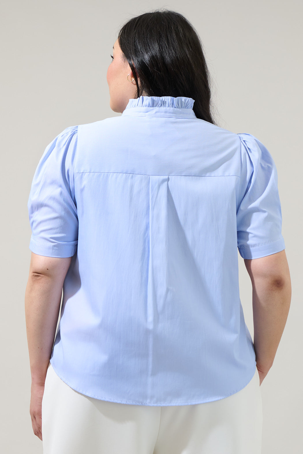 Quest Striped Button Down Top Curve