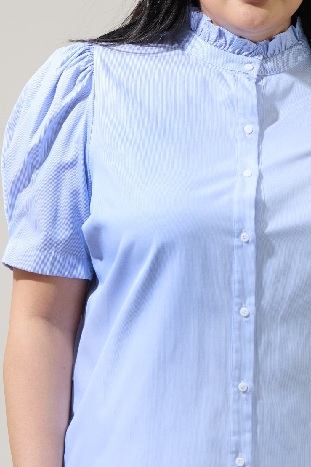 Quest Striped Button Down Top Curve