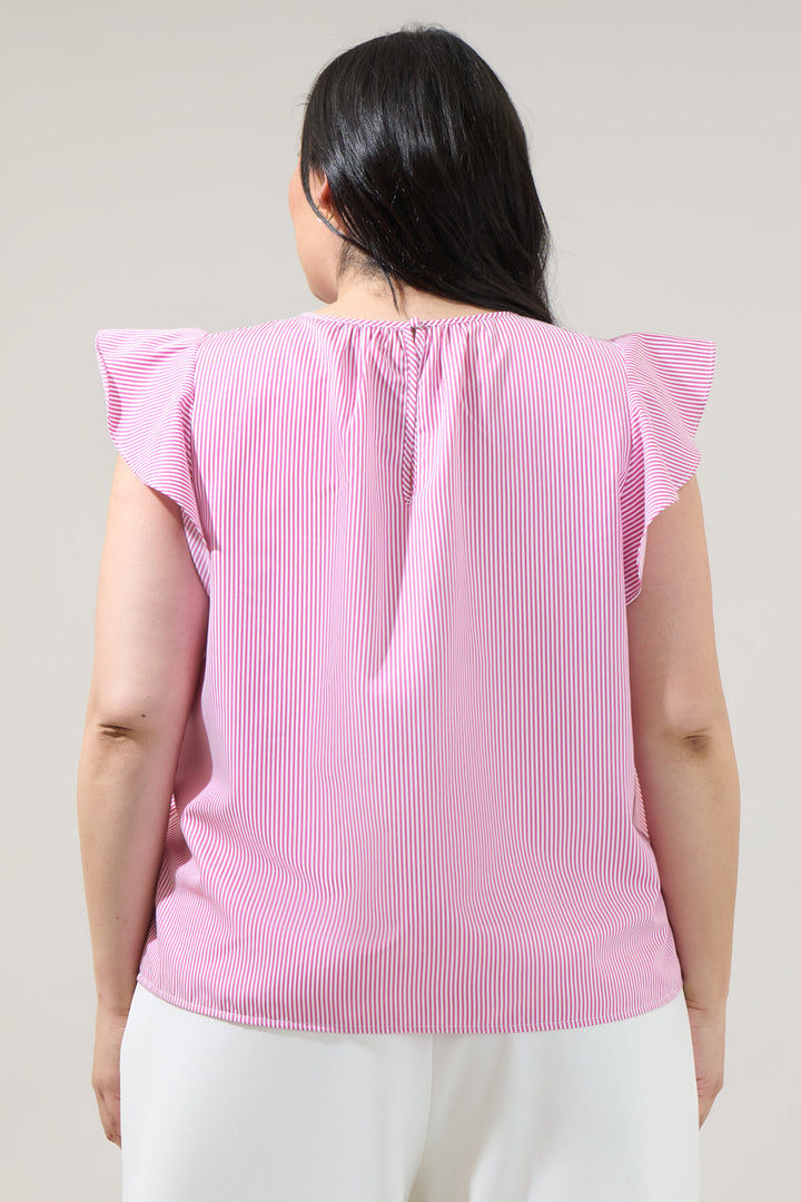 Hermas Striped Ruffle Top Curve