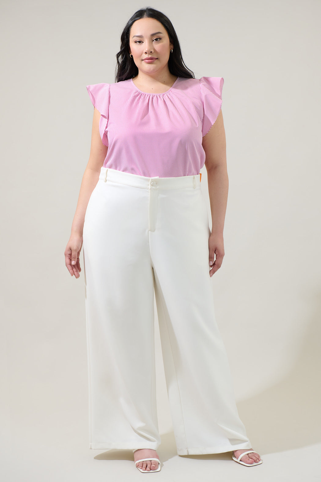 Hermas Striped Ruffle Top Curve