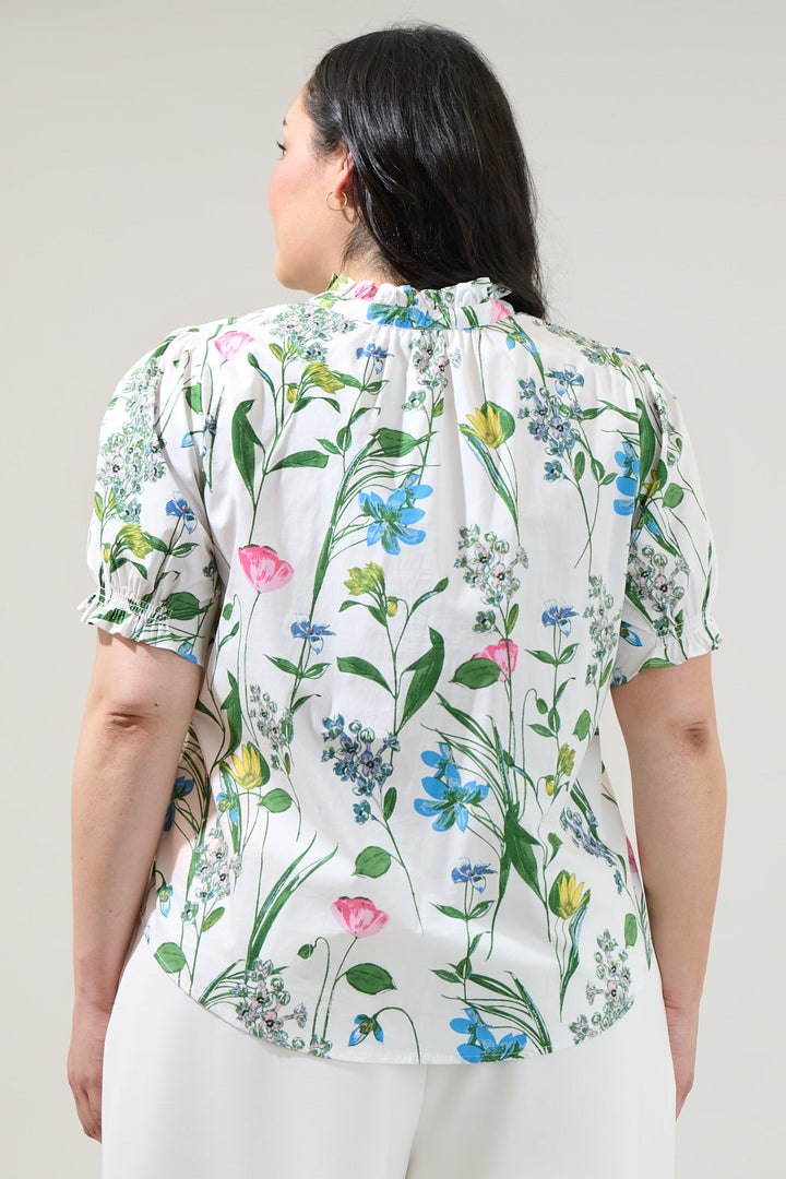 Clove Garden Floral Puff Sleeve Top Curve