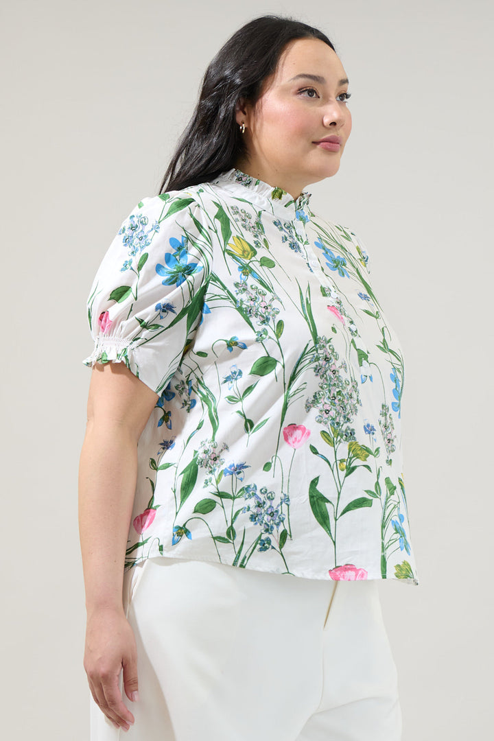Clove Garden Floral Puff Sleeve Top Curve