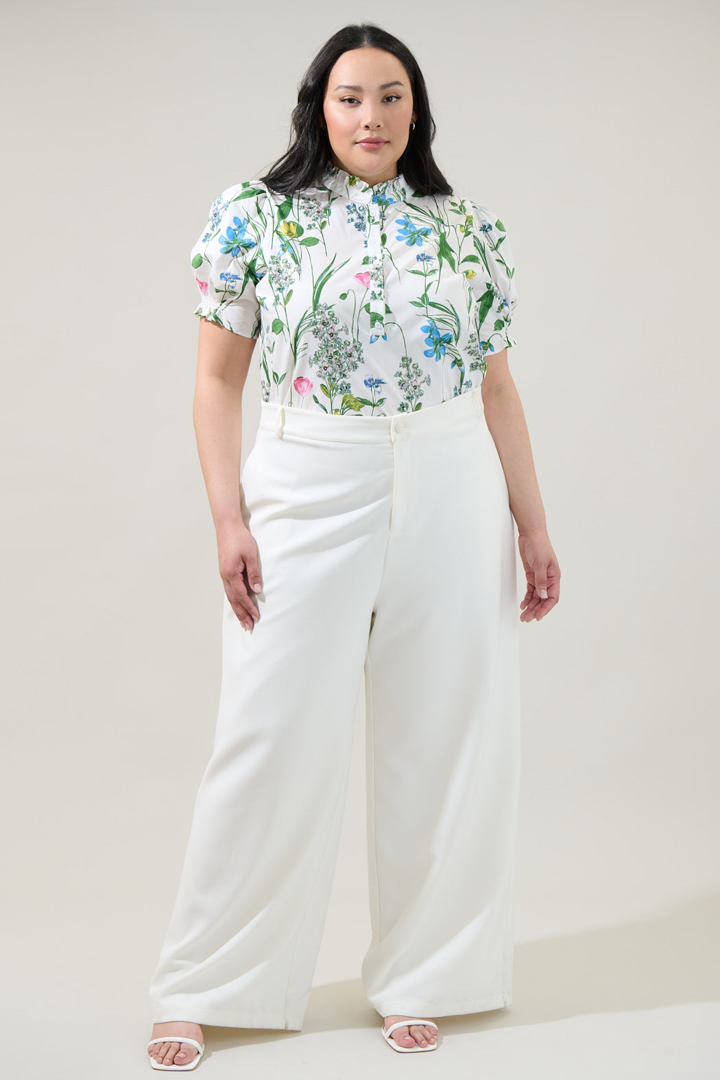 Clove Garden Floral Puff Sleeve Top Curve