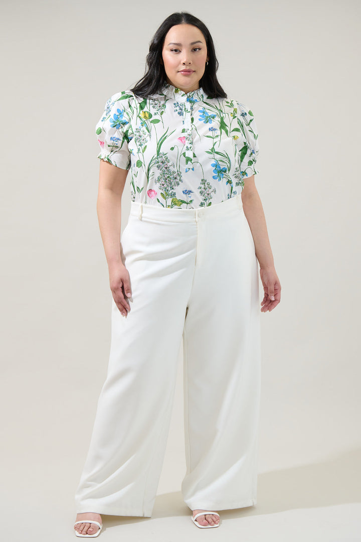 Clove Garden Floral Puff Sleeve Top Curve