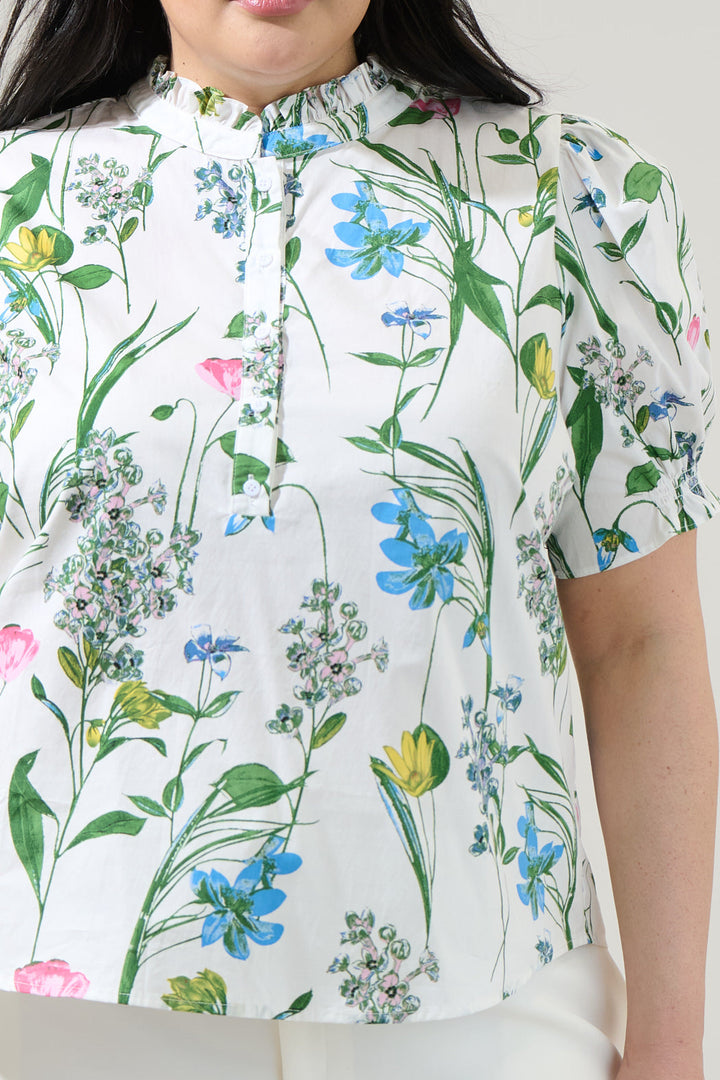 Clove Garden Floral Puff Sleeve Top Curve