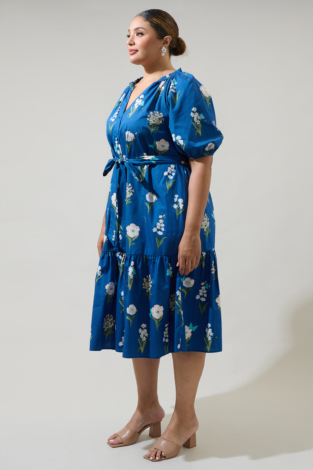 Wynette Tiered Midi Dress Madison Floral Curve