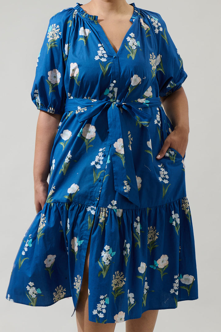 Wynette Tiered Midi Dress Madison Floral Curve
