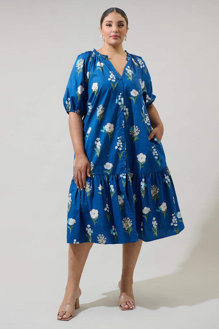 Wynette Tiered Midi Dress Madison Floral Curve