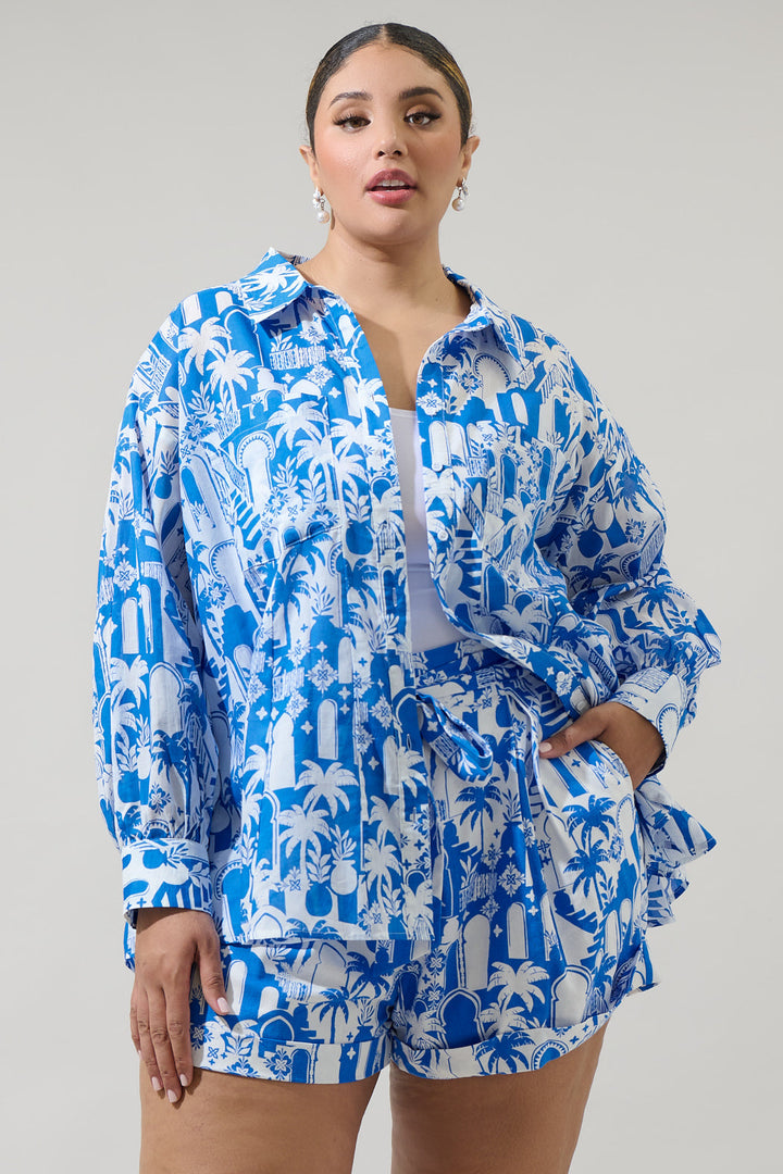 Nala Regie Boyfriend Button Down Cotton Voile Shirt Curve