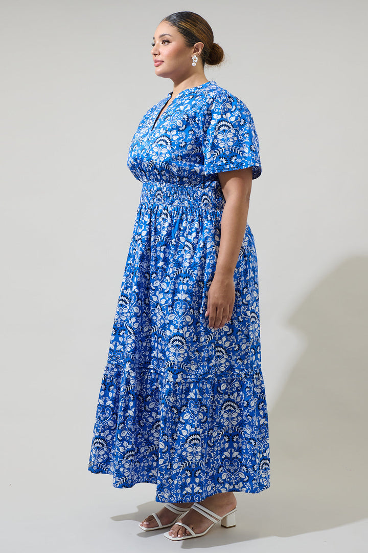 Lulu Floral Belraj Poplin Maxi Dress Curve
