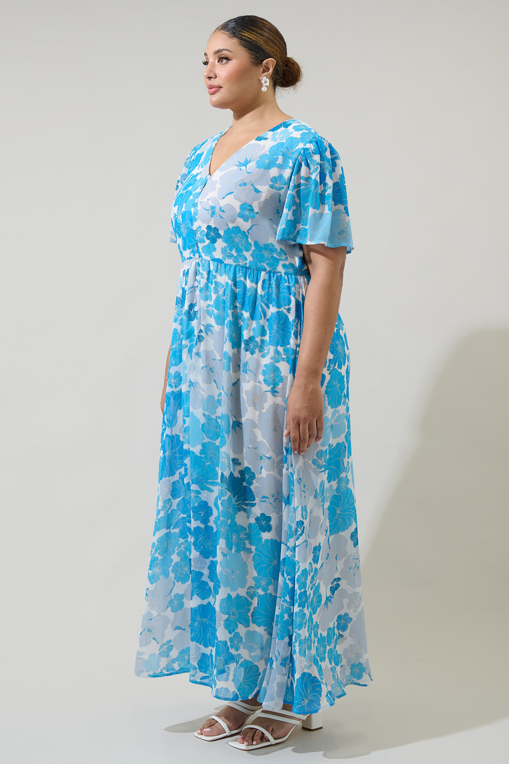 Kerela Floral Linana Button Front Maxi Dress Curve