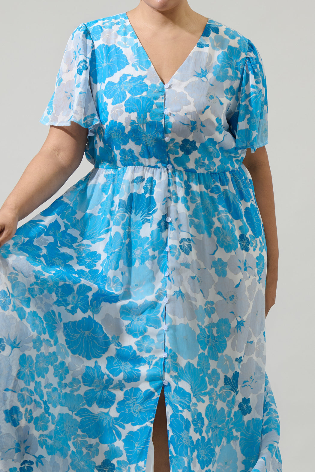 Kerela Floral Linana Button Front Maxi Dress Curve