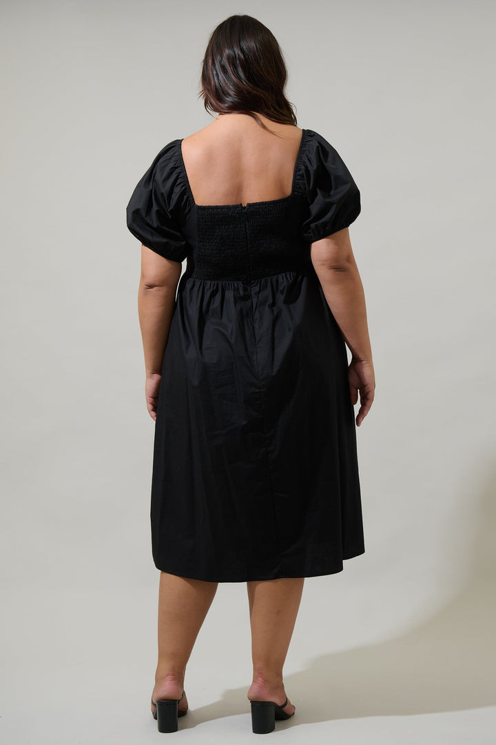 Sun City Alessi Puff Sleeve Midi Dress Curve