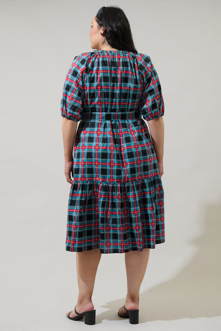 Wynette Tiered Midi Dress Winston Plaid Curve