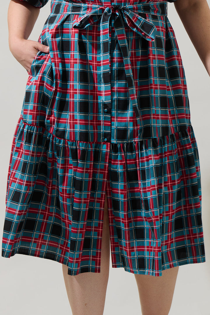 Wynette Tiered Midi Dress Winston Plaid Curve