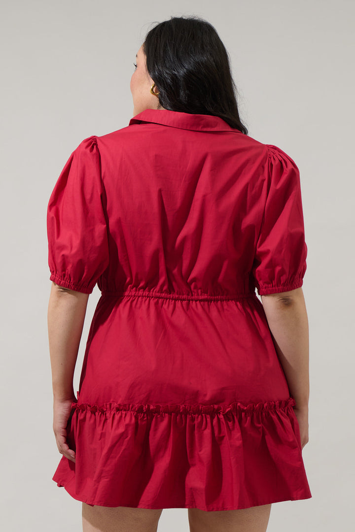 Stacie Button Down Mini Dress Curve