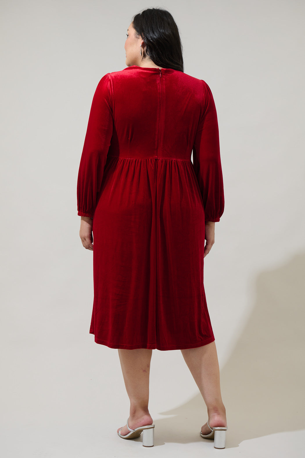 Jena Glow Bow Velvet Midi Dress Curve