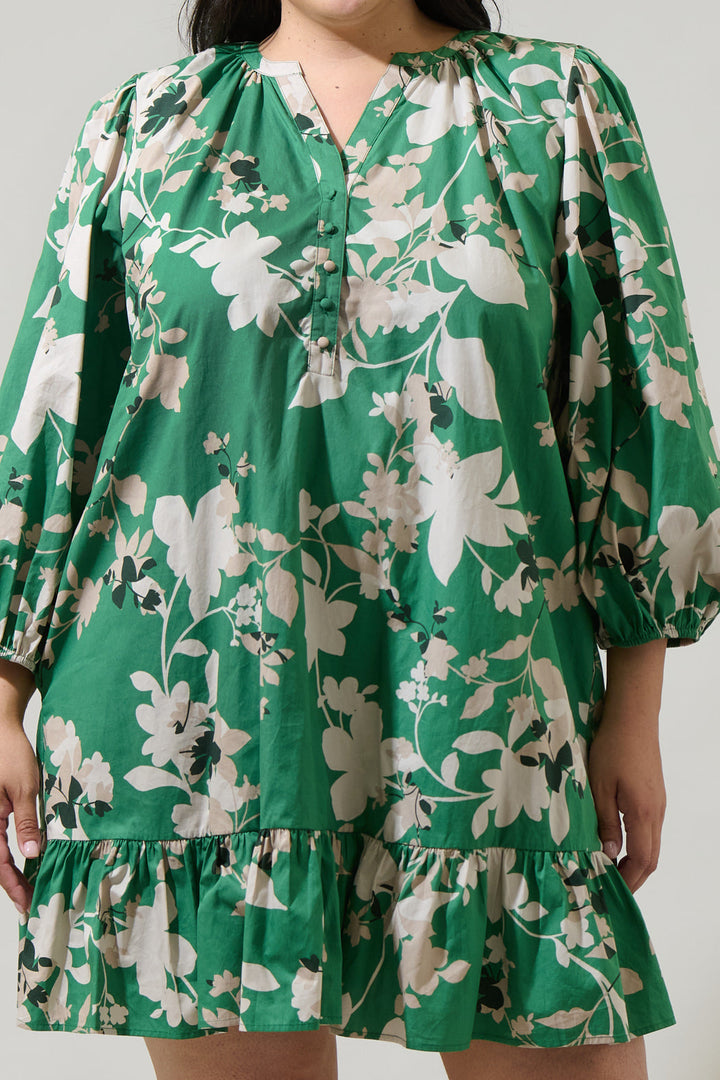 Nora Floral Whine Shift Mini Dress Curve