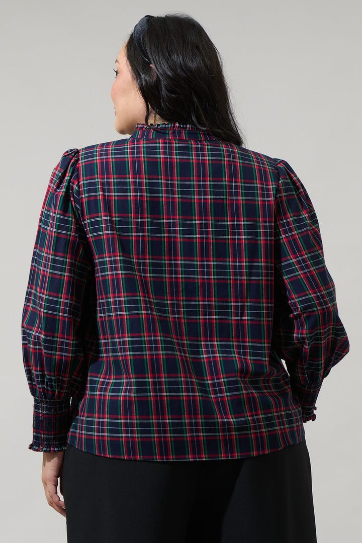 Chapman Plaid Button Down Top Curve