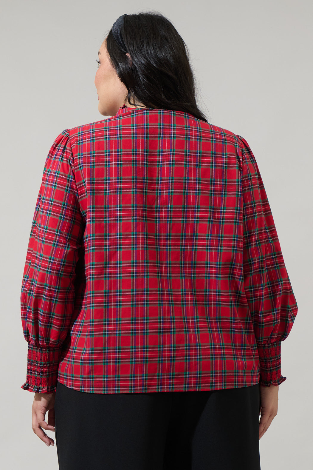 Chapman Plaid Button Down Top Curve