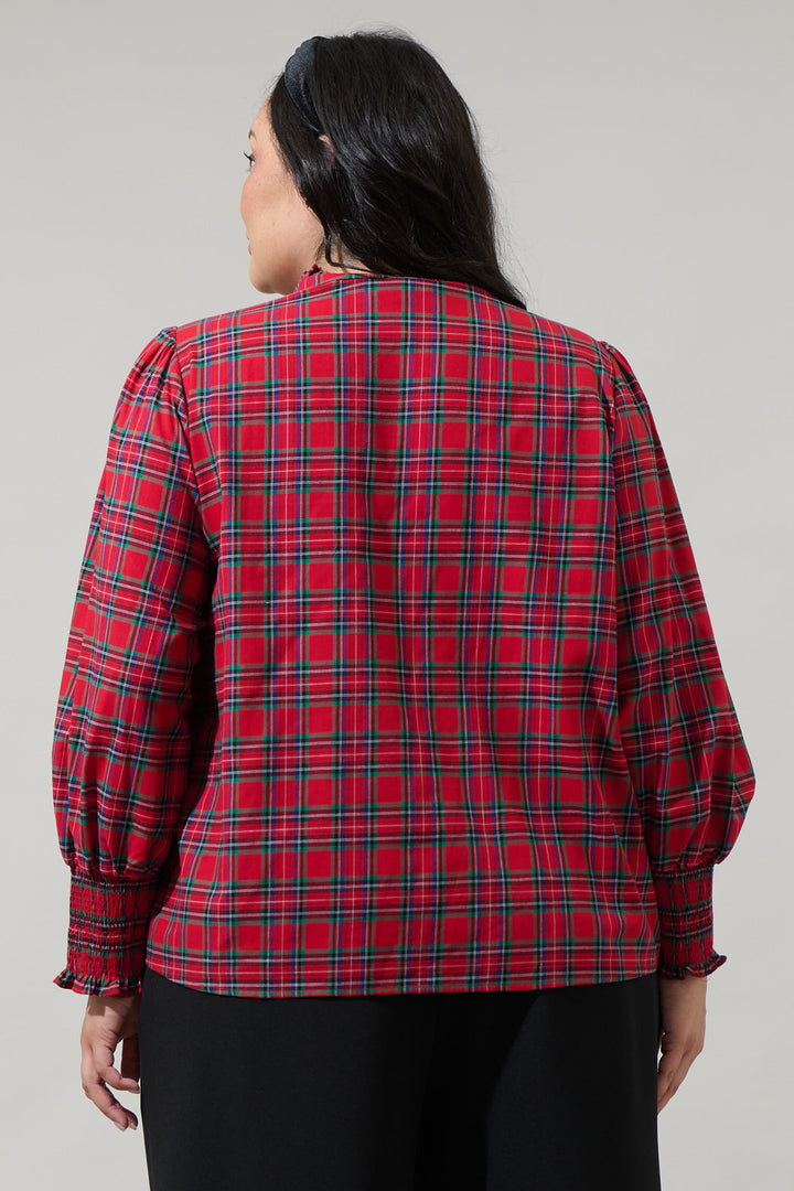 Chapman Plaid Button Down Top Curve