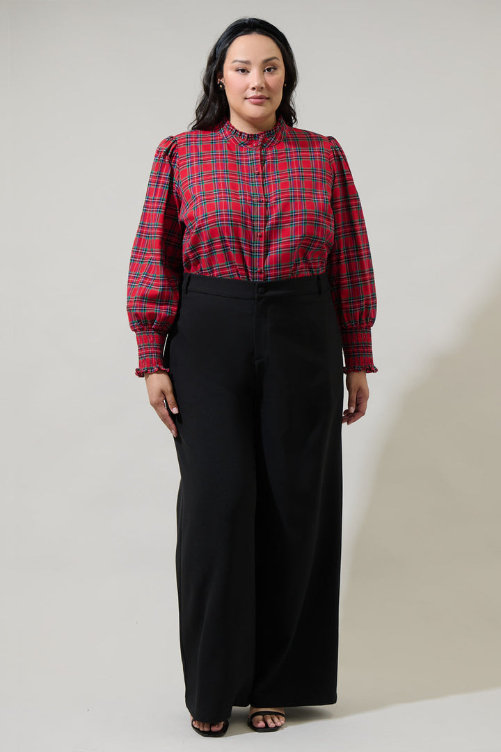 Chapman Plaid Button Down Top Curve