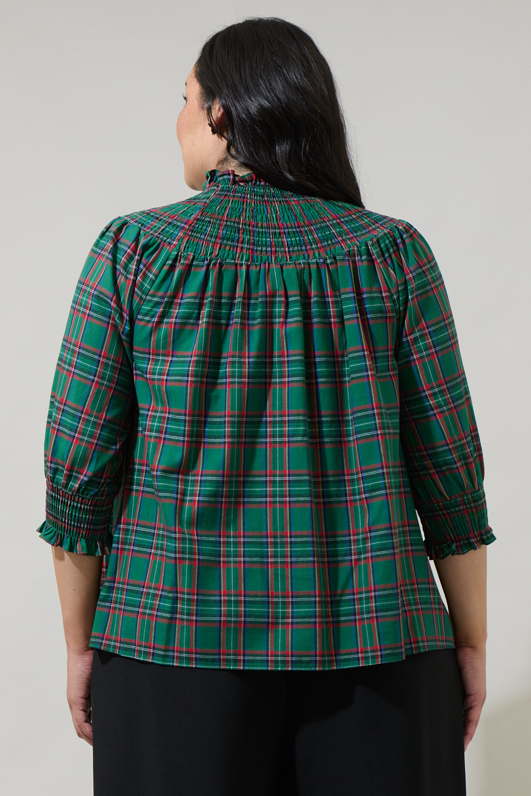 Jace Plaid Verity Smocked Top Curve