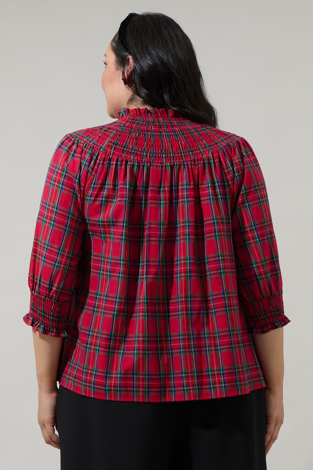 Jace Plaid Verity Smocked Top Curve