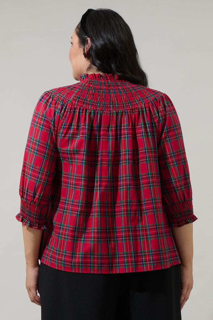 Jace Plaid Verity Smocked Top Curve