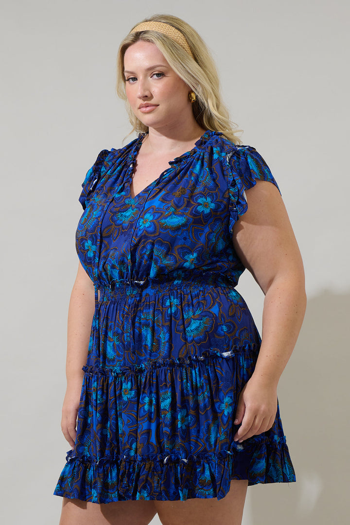 Bluford Floral Toledo Tiered Mini Dress Curve