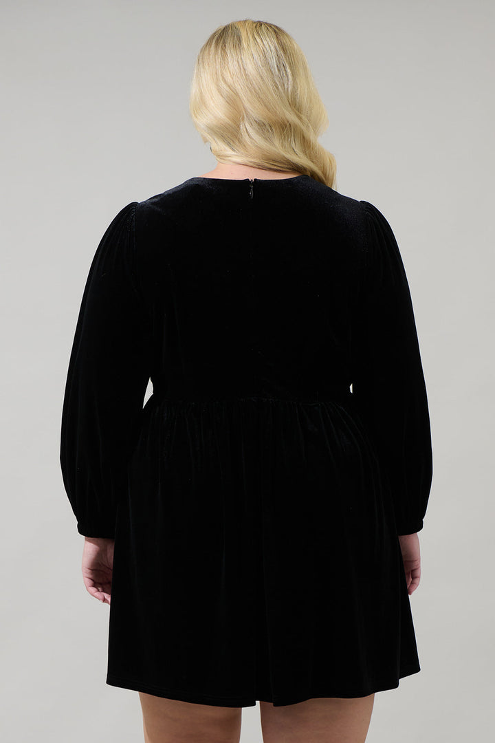 Glow Bow Velvet Dress Curve